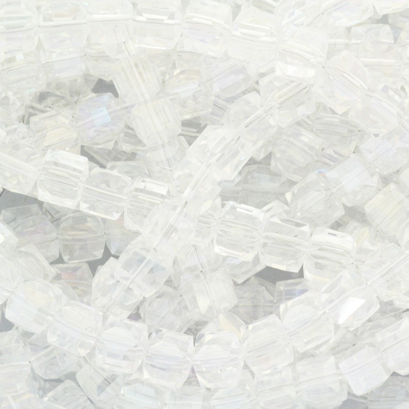 Crystals / cube 8mm / white transparent AB 10pcs SZSZKO0801
