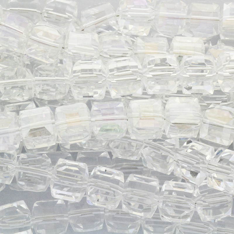 Crystals / cubes 9mm / white transparent AB 4pcs SZSZKO0909