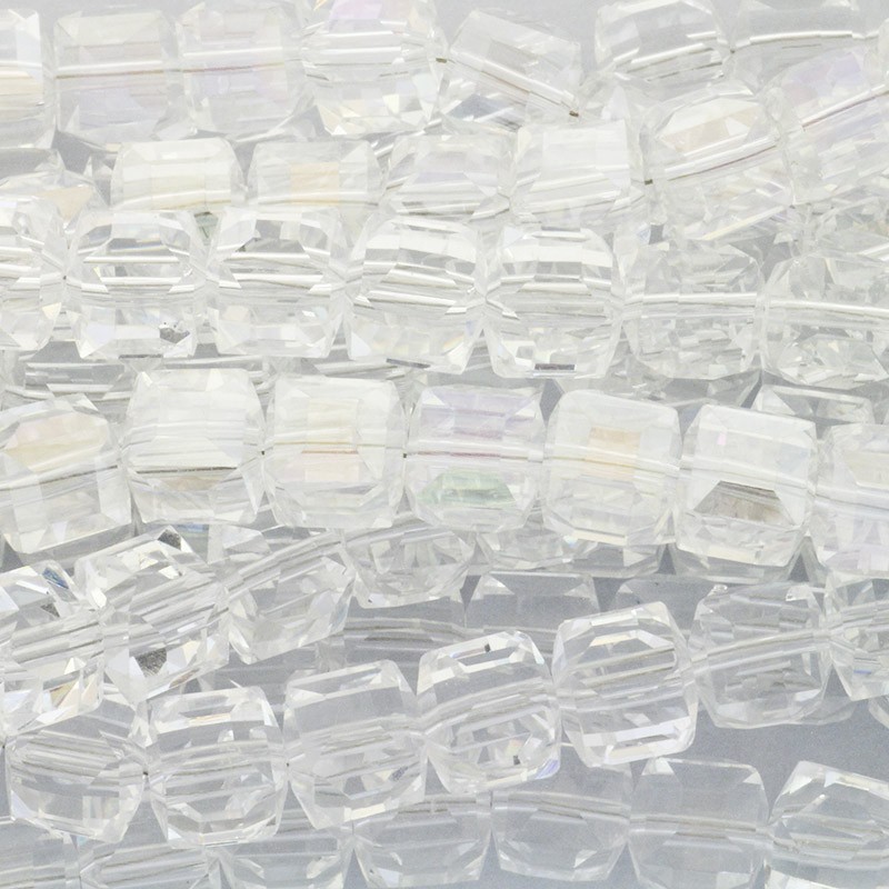 Crystals / cubes 9mm / white transparent AB 4pcs SZSZKO0909