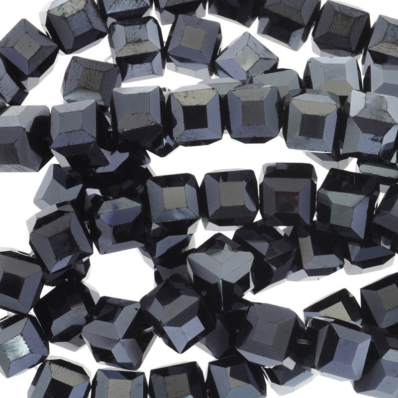 Crystals / cubes 9mm / black metallic 4pcs SZSZKO0907