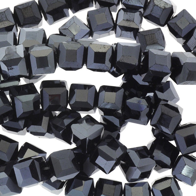 Crystals / cubes 9mm / black metallic 4pcs SZSZKO0907