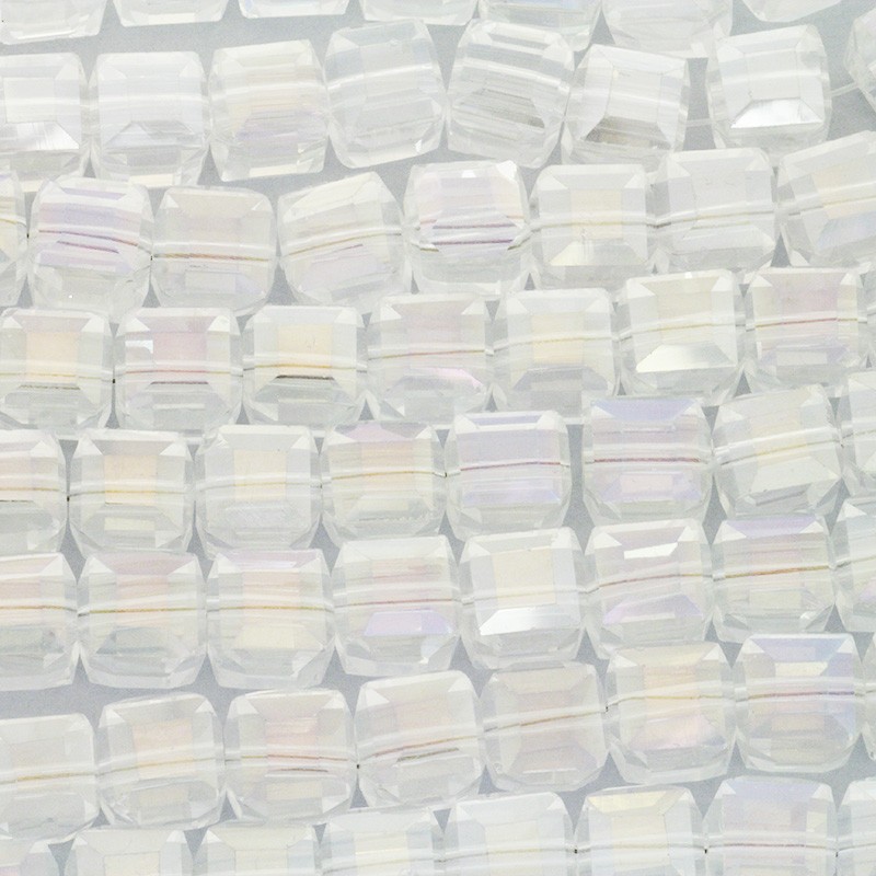 Crystals / cubes 10mm / white transparent AB 4pcs SZSZKO1001
