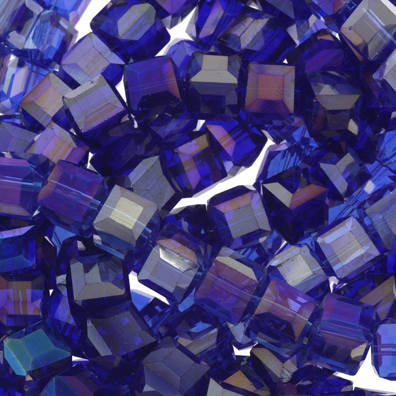 Crystals / cubes 10mm / cobalt AB 4pcs SZSZKO1002