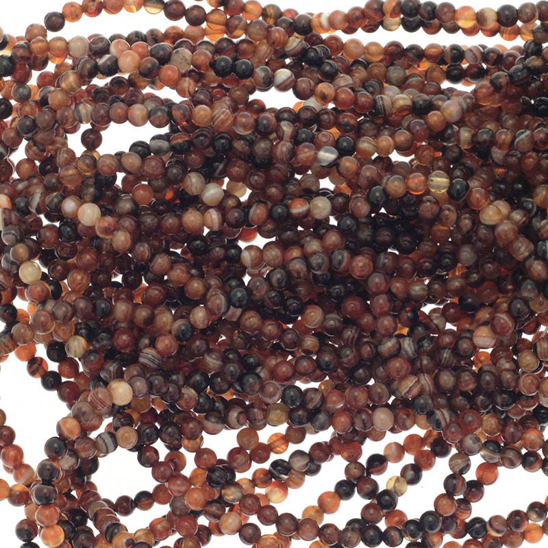Brown agate beads 4mm balls about 85 pieces (string) KAAG0413