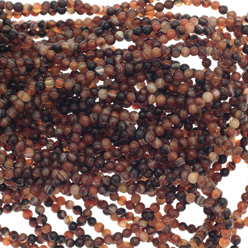 Brown agate beads 4mm balls about 85 pieces (string) KAAG0413