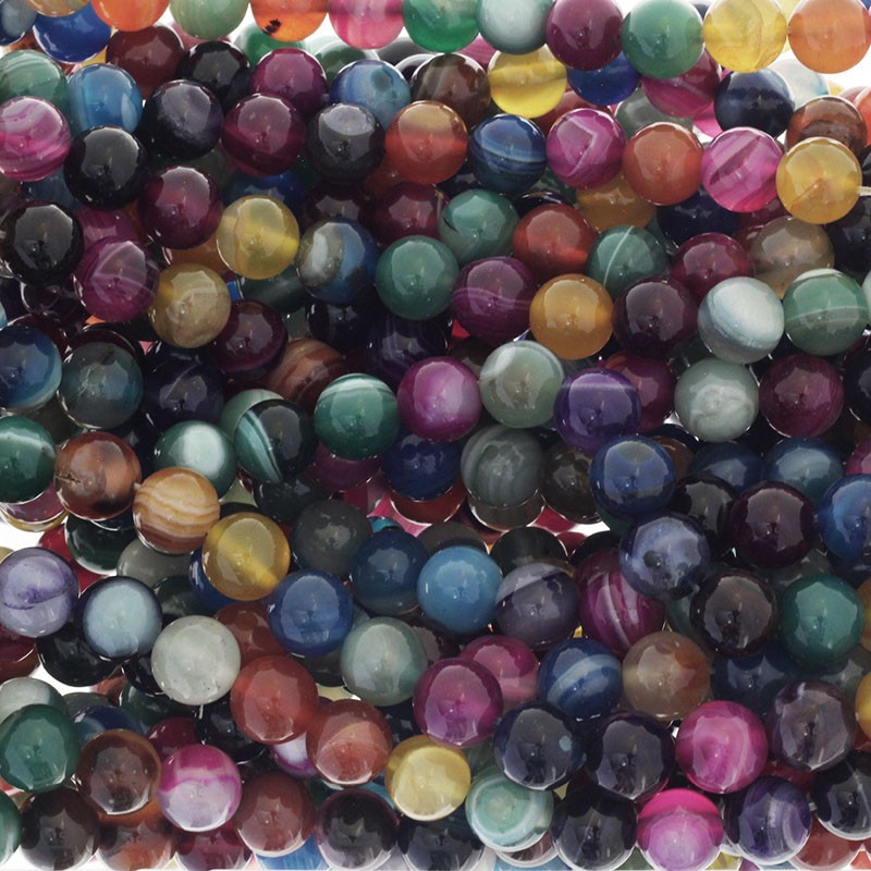 Agate / 10mm balls / 37pcs colored beads (rope) KAAG1003