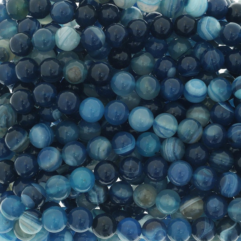 Agates / balls 10mm / blue 37pcs (rope) KAAG1010