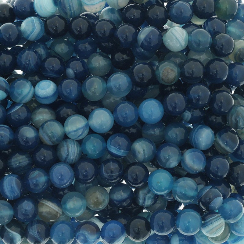 Agates / balls 10mm / blue 37pcs (rope) KAAG1010