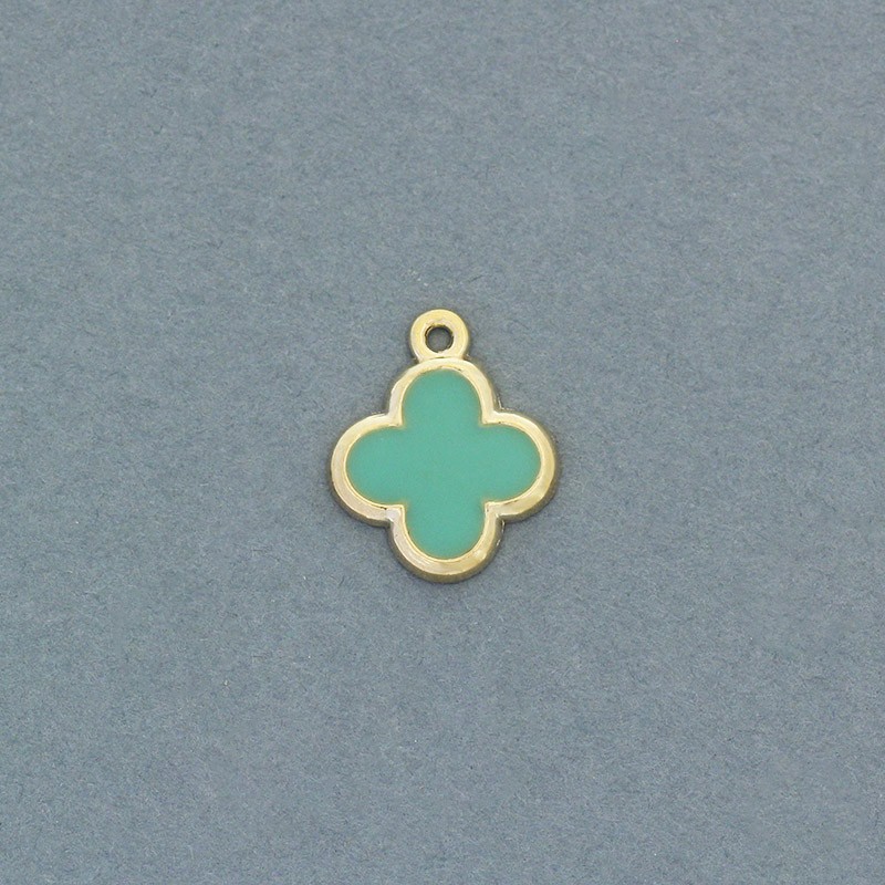 Enamel pendants Alhambra / turquoise / gold 15x13mm 2pcs AKG783