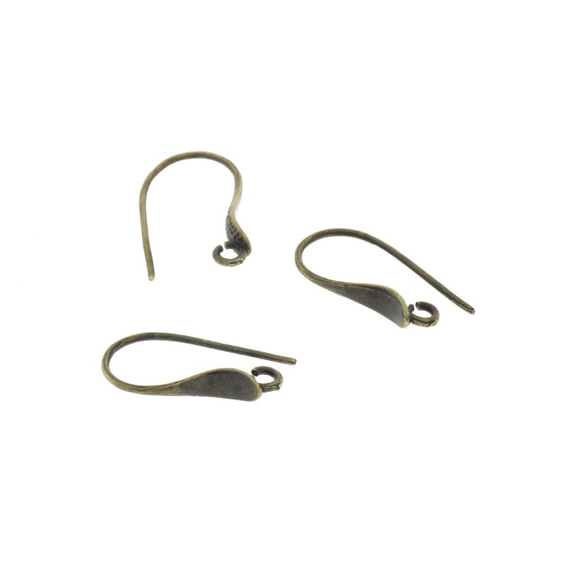 Earwires / hooks with eyelets antique bronze 20x10mm 2pcs BIGOZ05AB