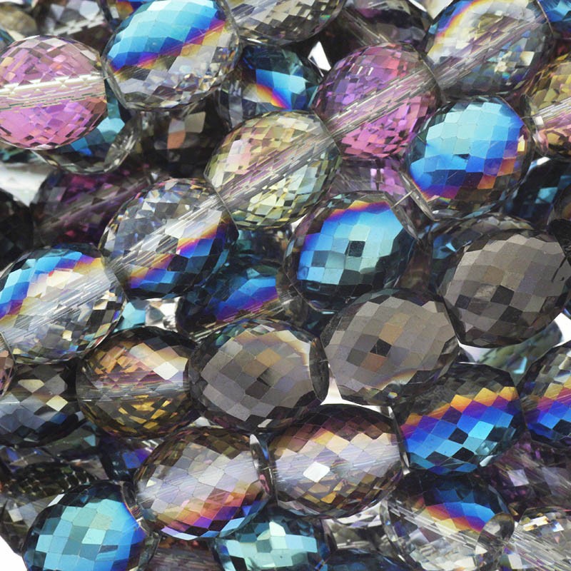 Crystals / olives 12x13mm gray vitrail 2pcs SZSZIN025