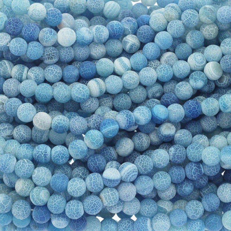Etched agate / blue / 8mm beads / 48pcs (cord) KAAGT0804