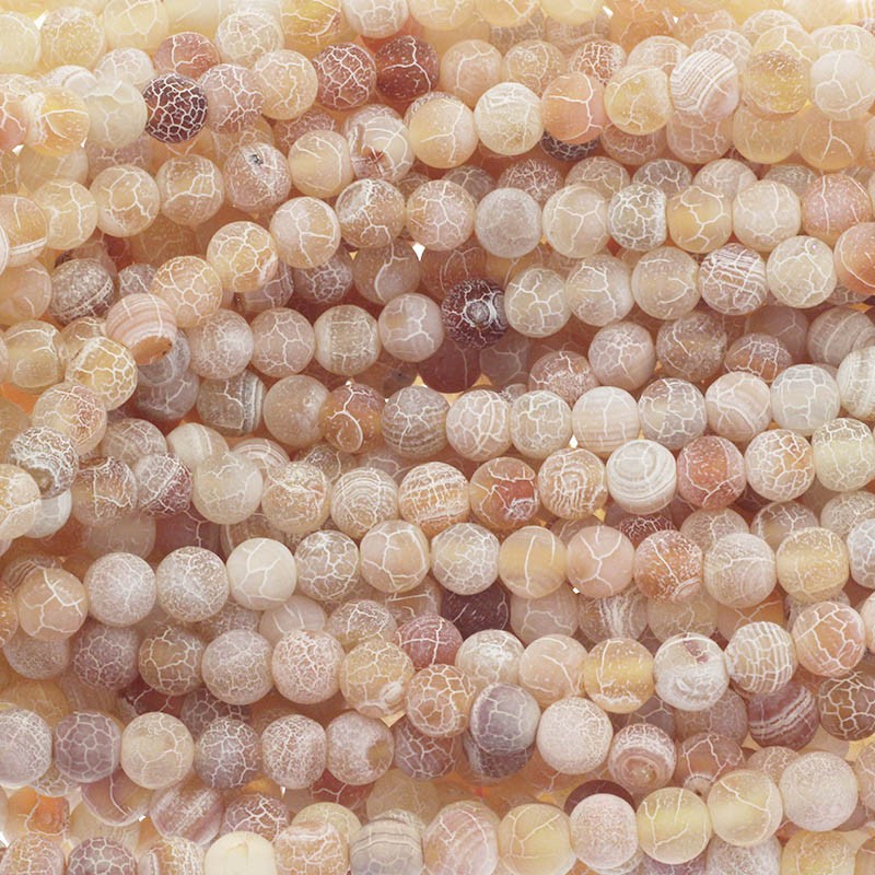 Etched agate / cream / 8mm beads / 48pcs (cord) KAAGT0807