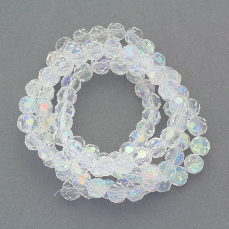 Crystals / beads beads 6mm / white AB / 100pcs / SZKRKU06001AB