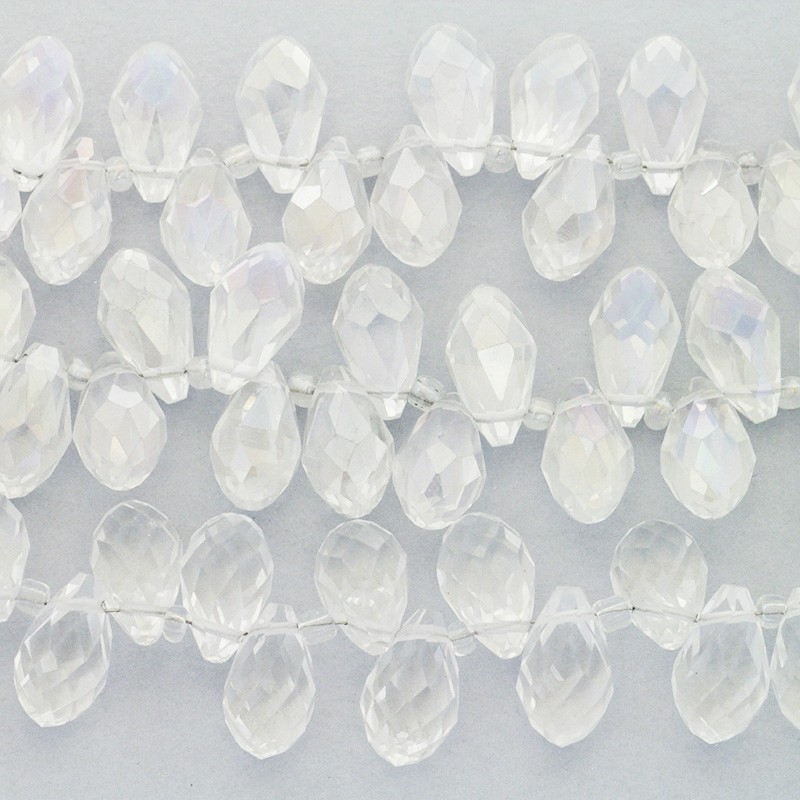 Kryształki/ koraliki łezki 4szt transparentne białe 13x7mm SZSZDR034