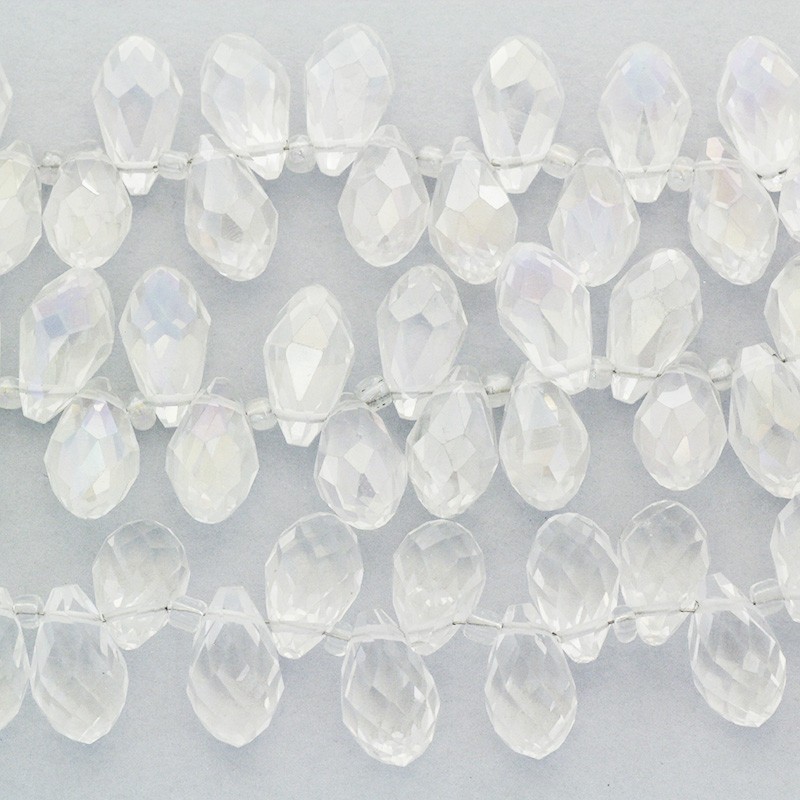 Teardrop crystals / beads 4pcs transparent white 13x7mm SZSZDR034