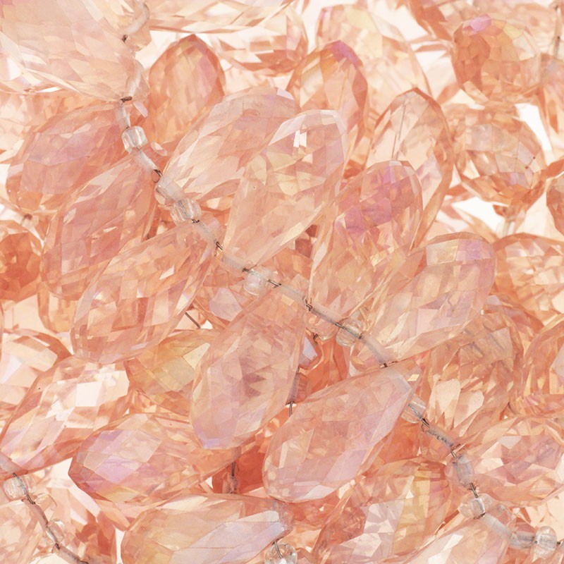 Teardrop crystals / beads 2pcs pink ab 20x10mm SZSZDR042