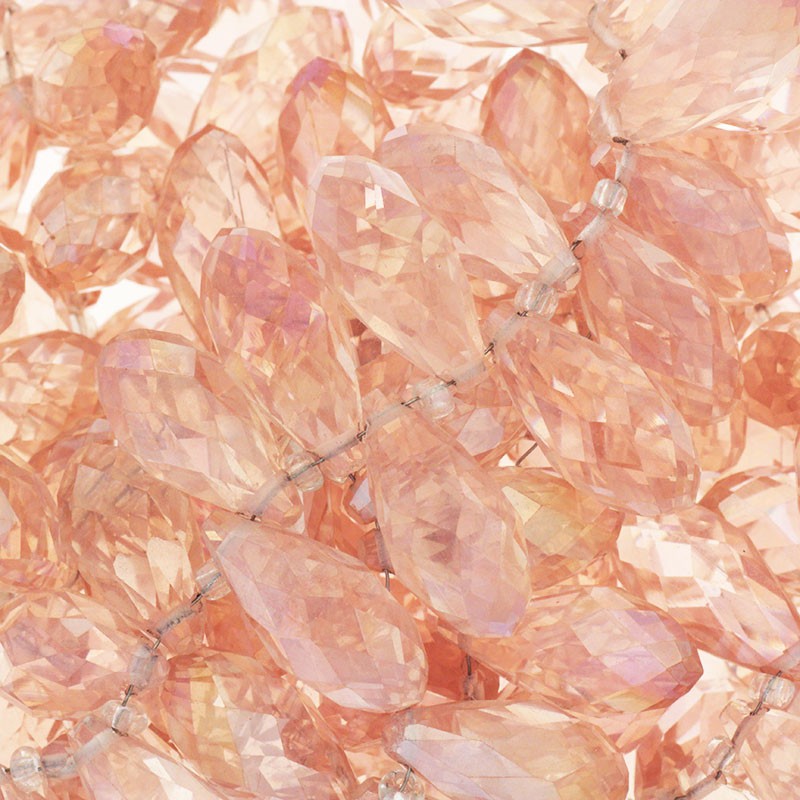Teardrop crystals / beads 2pcs pink ab 20x10mm SZSZDR042