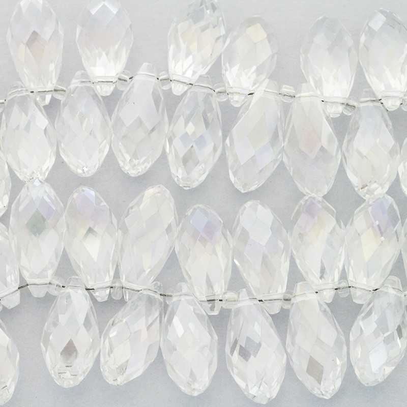 Teardrop crystals / beads 2pcs white ab 20x10mm SZSZDR047