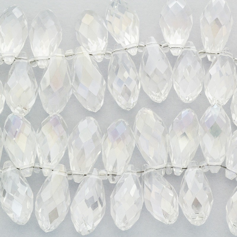 Teardrop crystals / beads 2pcs white ab 20x10mm SZSZDR047