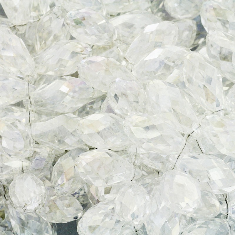 Teardrop crystals / beads 1pc white ab 25x12mm SZSZDR051
