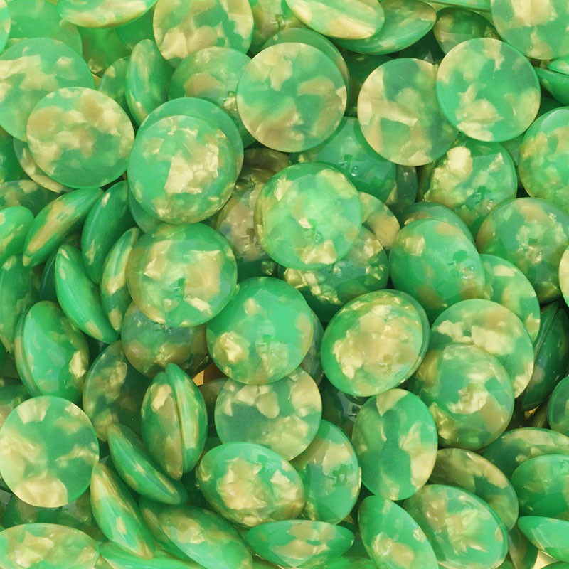 Resin cabochons / 20mm / green with gold / 1pc KBRE2007