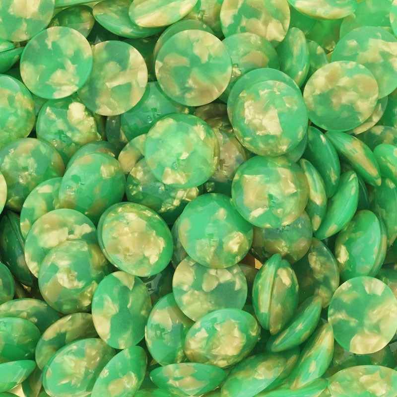 Resin cabochons / 20mm / green with gold / 1pc KBRE2007