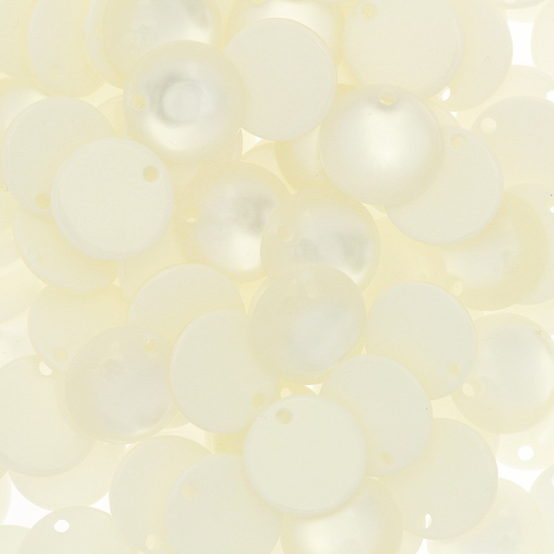 Zawieszki z żywicy monetki 14mm/ Żywica Art Deco / biała perła/ 4szt XZR9101