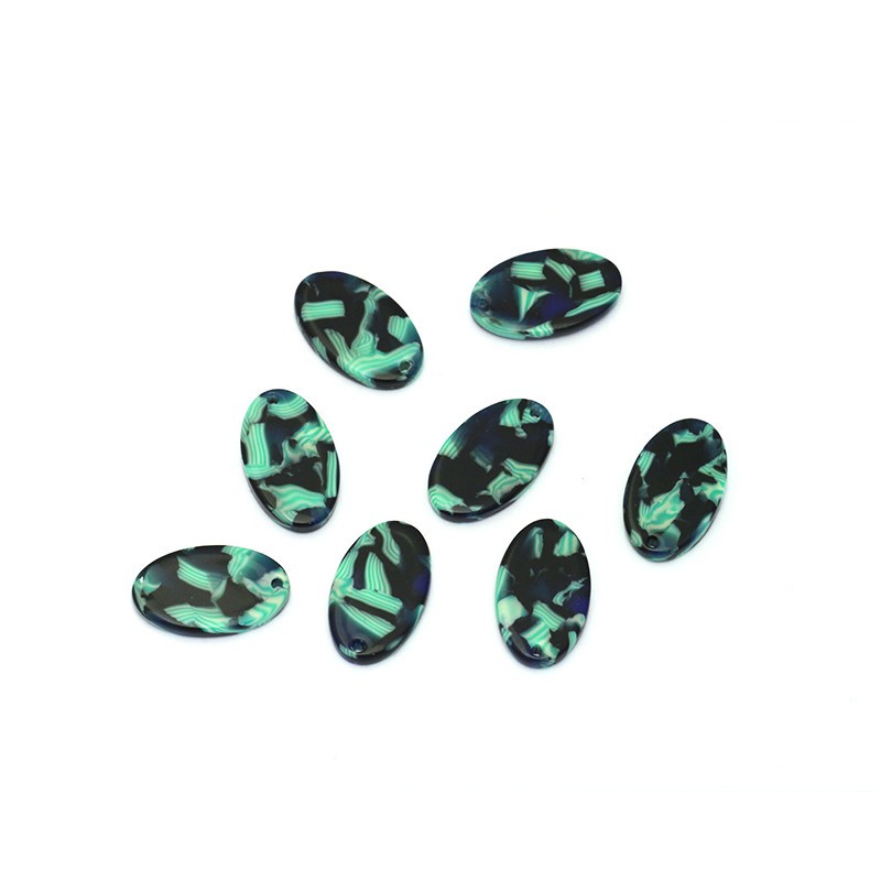 Resin pendants oval 18x11mm / Art Deco resin / green / 1pc XZS0501