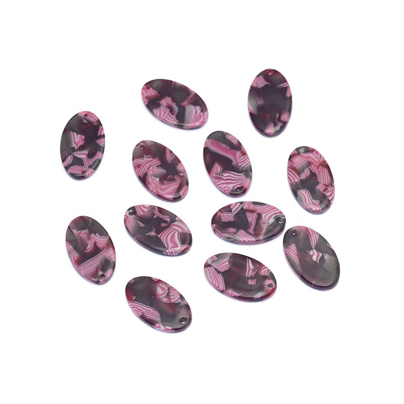 Resin pendants oval 18x11mm / Art Deco resin / pink / 1pc XZS0601