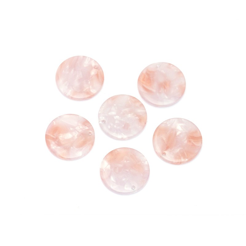 Coin pendant 20mm / resin / pink nude / 1pc XZS0903