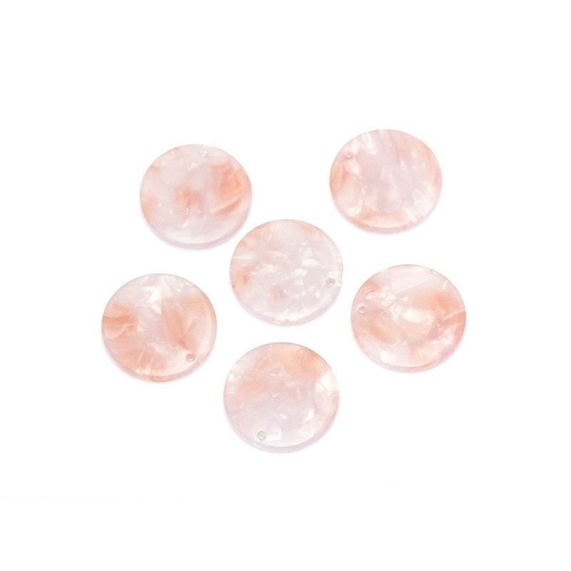 Coin pendant 20mm / resin / pink nude / 1pc XZS0903