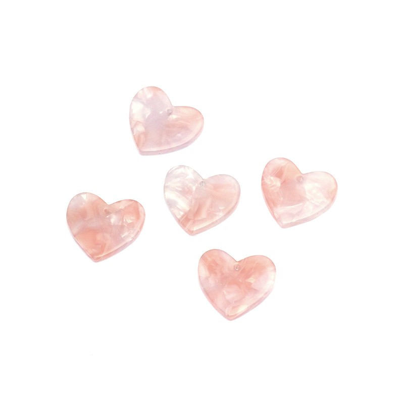 Heart pendant 17x19mm / resin / pink nude / 1pc XZS0902