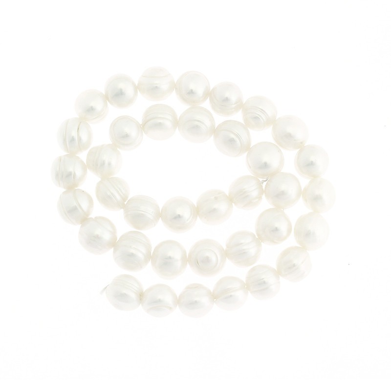 Natural pearls, string 35pcs * 11mm with stripes PASW28