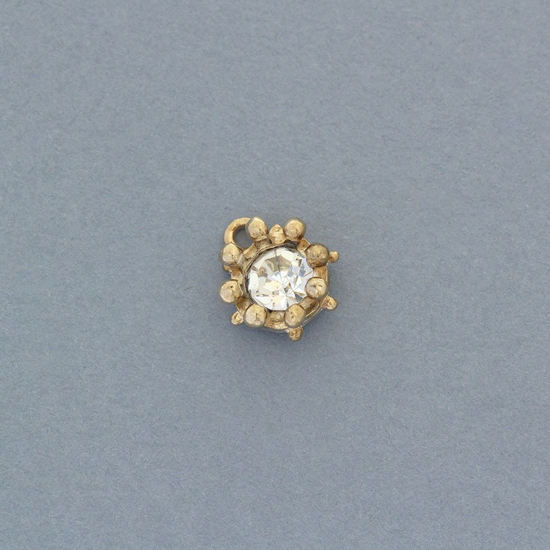 Crystal pendants / gold / white 13x11mm 2pcs AKG748