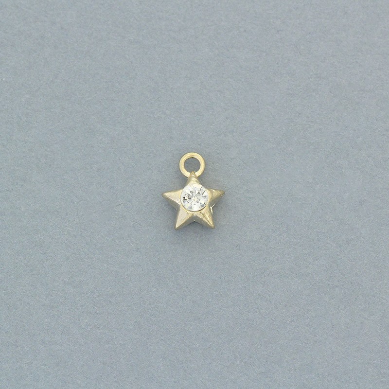 Star pendant with crystal 8x10mm gold 2pcs AKG753