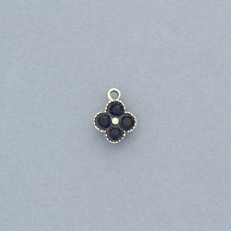 Flower pendants black crystals / gold 10x13mm 1pc AKG754