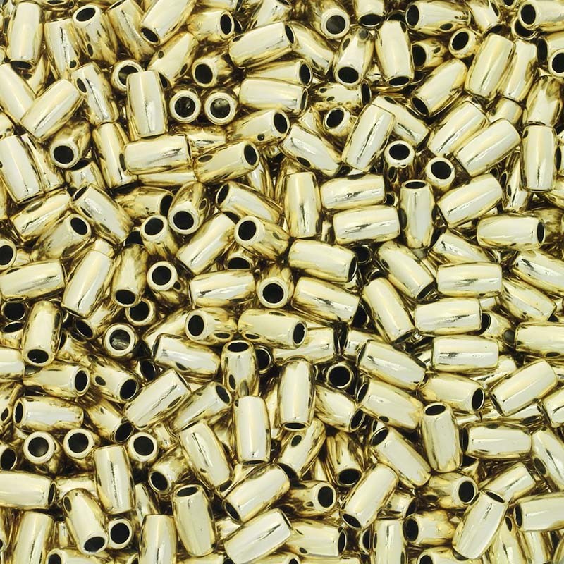 Spacers, tube beads 1pc 12x7mm golden AKG774