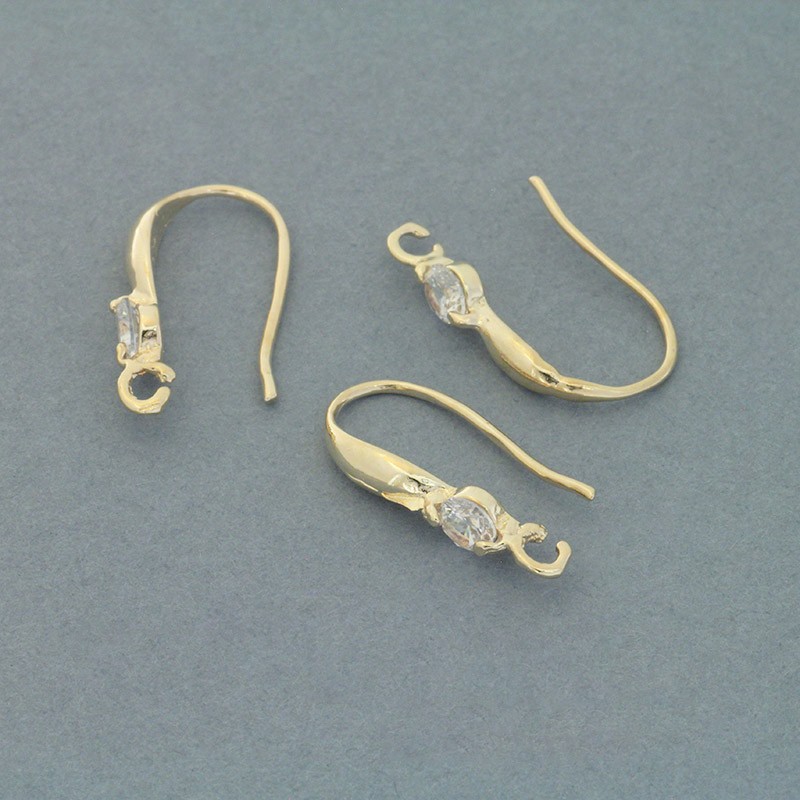 Gold-plated earwires with zircon 19x10x4mm 1 pair AKG799