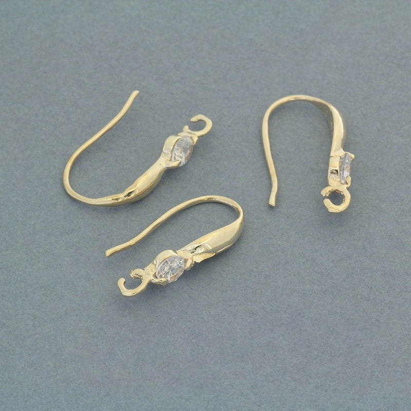 Gold-plated earwires with zircon 19x10x4mm 1 pair AKG799