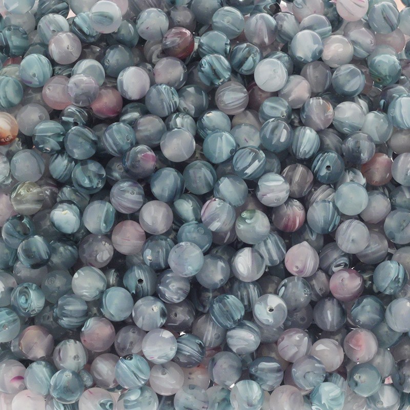 8mm resin beads / pink gray marble / 4pcs XZRKU0821