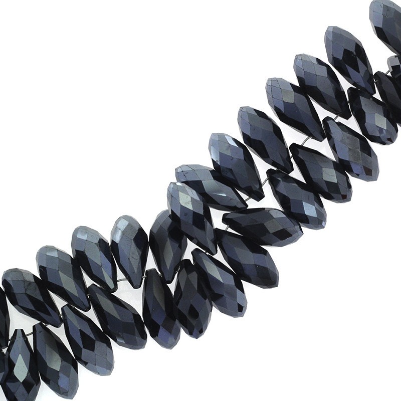 Teardrop crystals / beads 1pc black jet 25x12mm SZSZDR049A