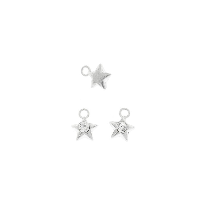 Star pendant with crystal 8x10mm silver 2pcs AAT580