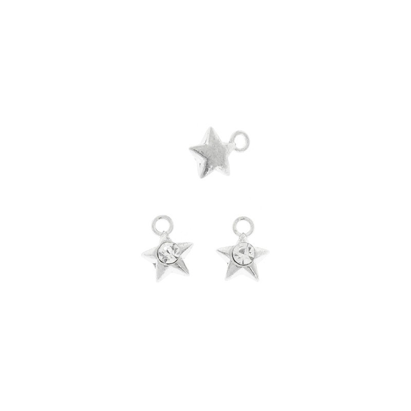 Star pendant with crystal 8x10mm silver 2pcs AAT580