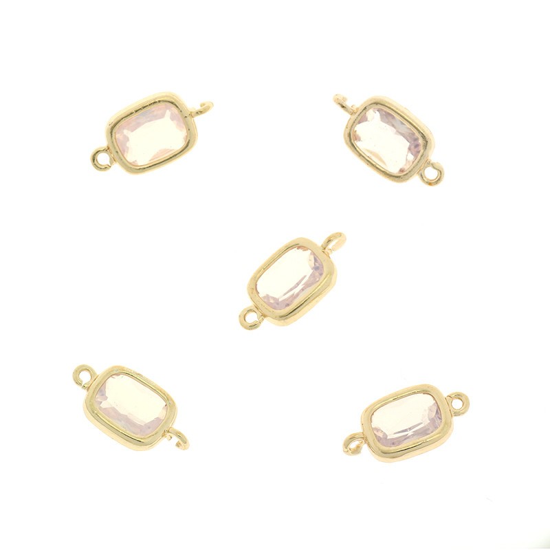 Crystal connectors in the ferrule, opal pink, 1 pc gold-plated 8x14x6mm ZG154