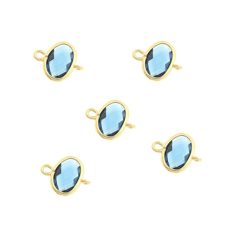 Crystal connectors in the ferrule blue topaz 1 pc gold-plated 11x14x6mm ZG250
