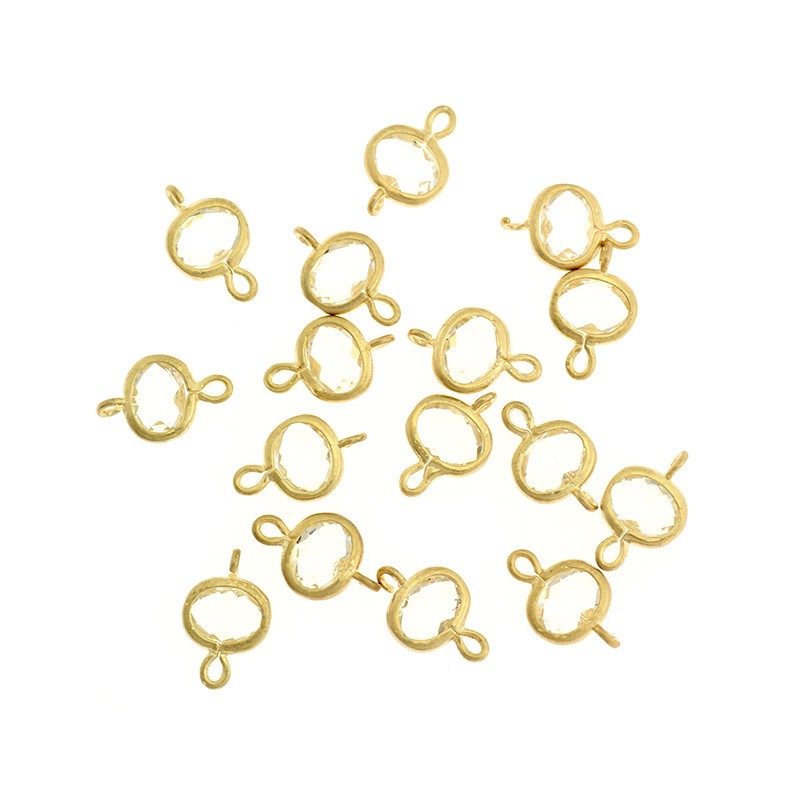 Crystal connectors in the ferrule, white zircon, 1 pc gold-plated 7x12mm ZG260