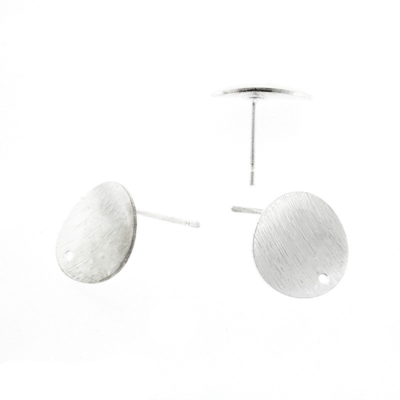 Brushed pins with a hole silver plated 14mm 2pcs AKG437SS