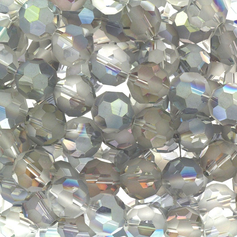 Crystal beads 12mm, semi-matt, gray AB 4pcs SZSZKU1202