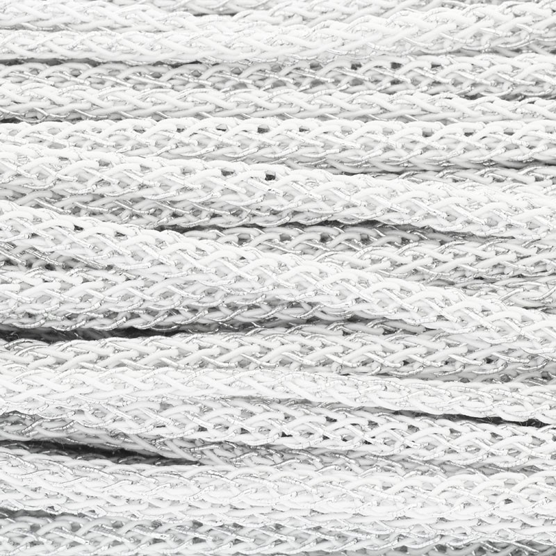Metallic string / white-silver / braid 4mm 1m PWLU0401